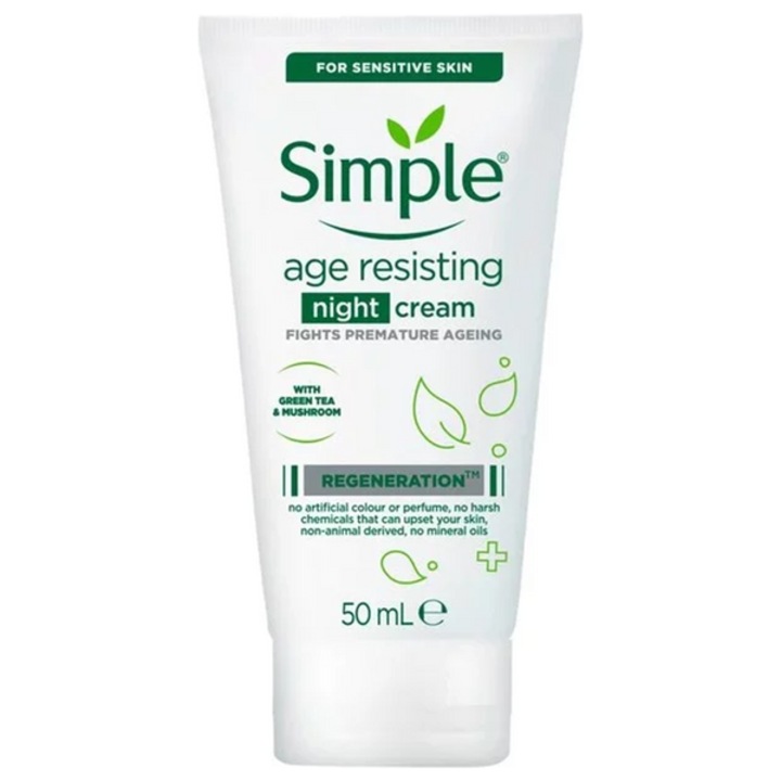 Crema de noapte anti-imbatranire, pentru ten sensibil, Simple Age Resisting, 50ml