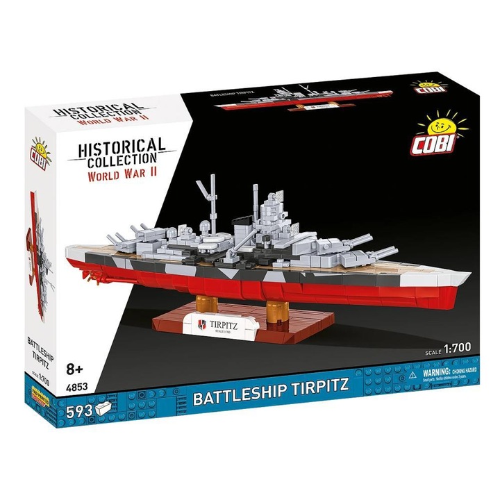 Set de Construit Cobi Battleship Tirpitz, 593 piese, 1:700, multicolor