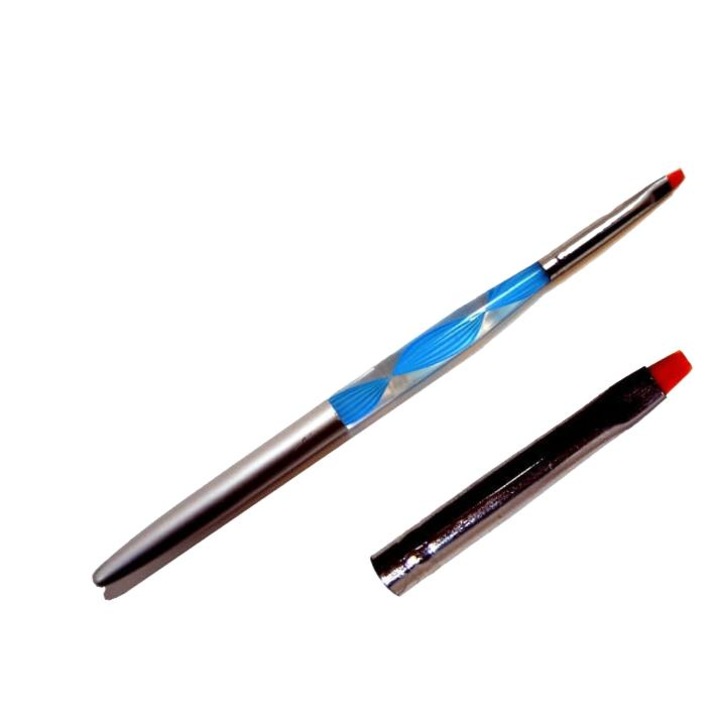 Четка за нокти Sunflower, синтетична, № 2, синьо/сребристо