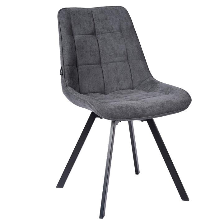 Scaun tapitat ExitoDesign, LAPO, gri, mecanism rotativ 360, dimensiuni 49x62x83cm