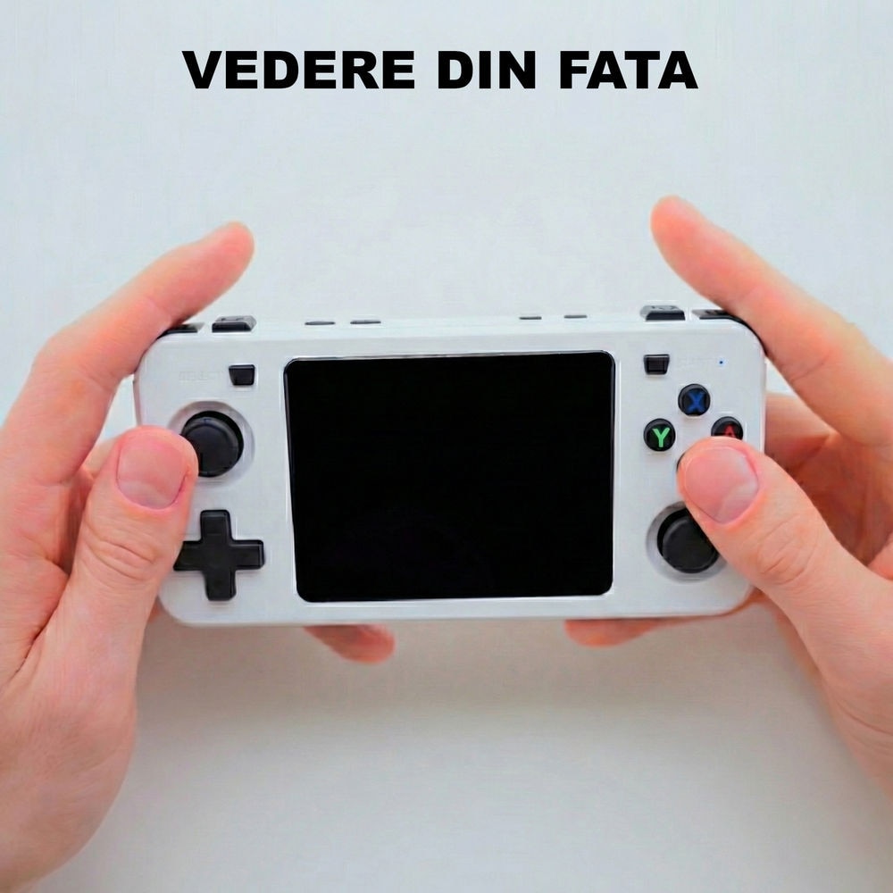 Consola retro portabila R36H 64GB cu jocuri, quad core Cortex-A53 1.5GHz, 1GB DDR3, IPS LCD 3.5" 640x480, 3000 mAh, alb