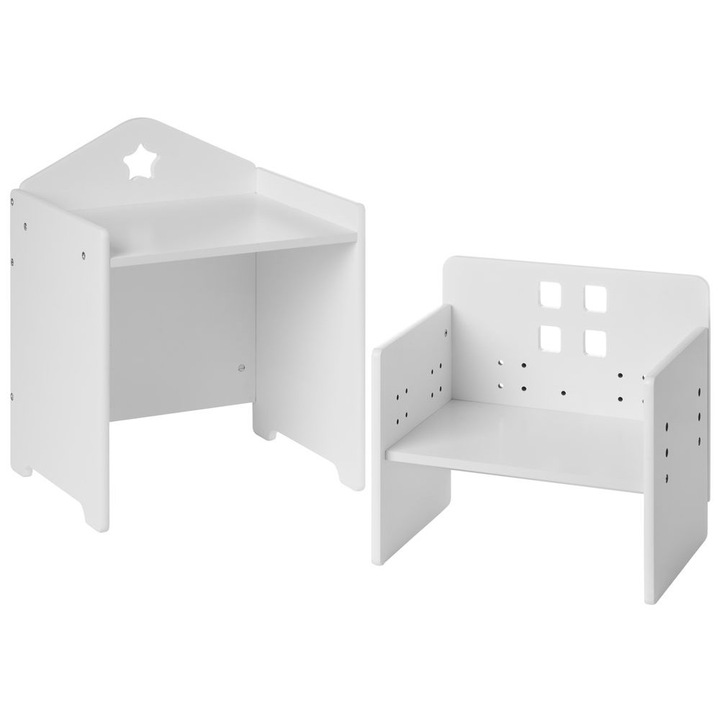 Set masa si scaun pentru copii Elanora Alb Montessori