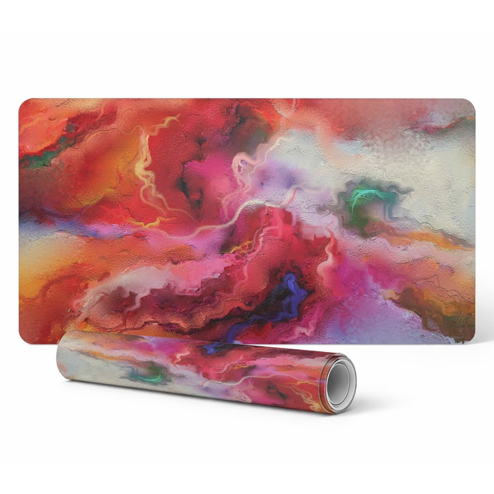 Mapa protectie birou Tulup, model furtuna abstracta, vinil, 100x50cm, 1.6mm, rezistent la decolorare