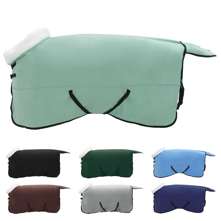 Patura pentru cai vidaXL, Verde inchis complet 145 cm Fleece polar