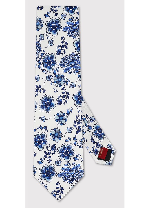 Cravata barbati Pako Lorente Model folcloric albastru 100% matase Premium Ambalata in cutie eleganta Alb