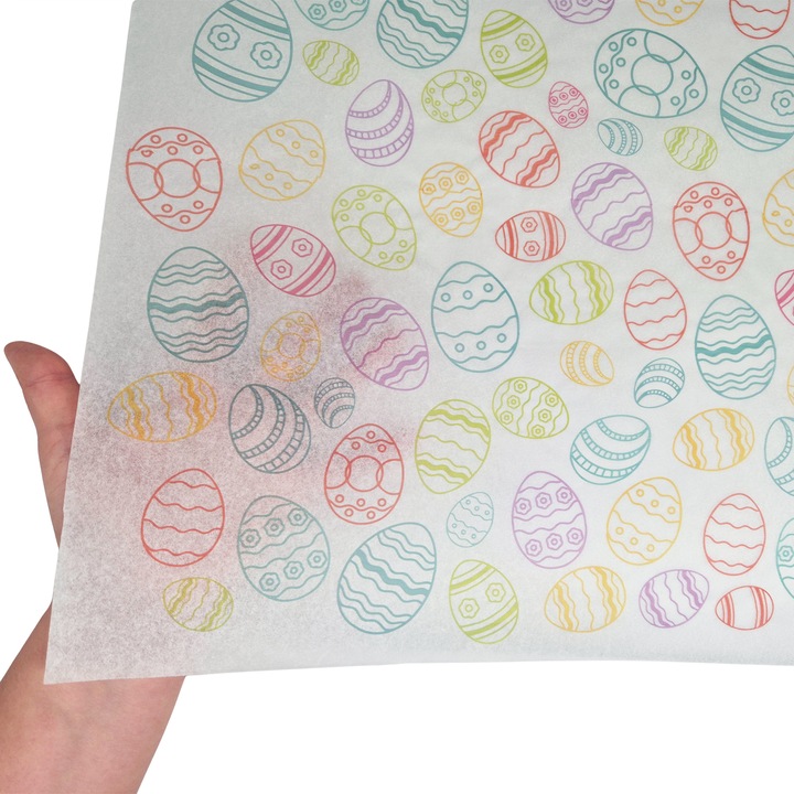 Set 200 bucati Hartie de matase model Paste Sweet Egg Parade, 17g, 50 x 75cm