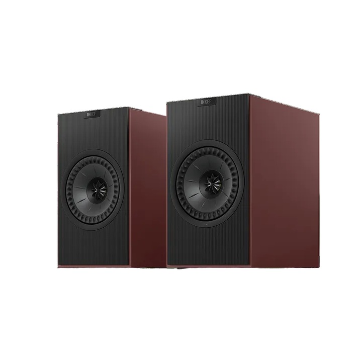 Boxe active KEF Coda W, Vintage Burgundy, set 2, conectivitate Bluetooth/USB, montare de raft
