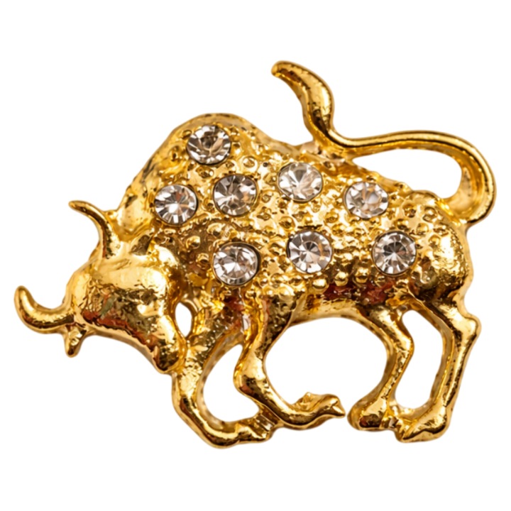 Brosa delicata tip martisor, aurie, zodie, taur