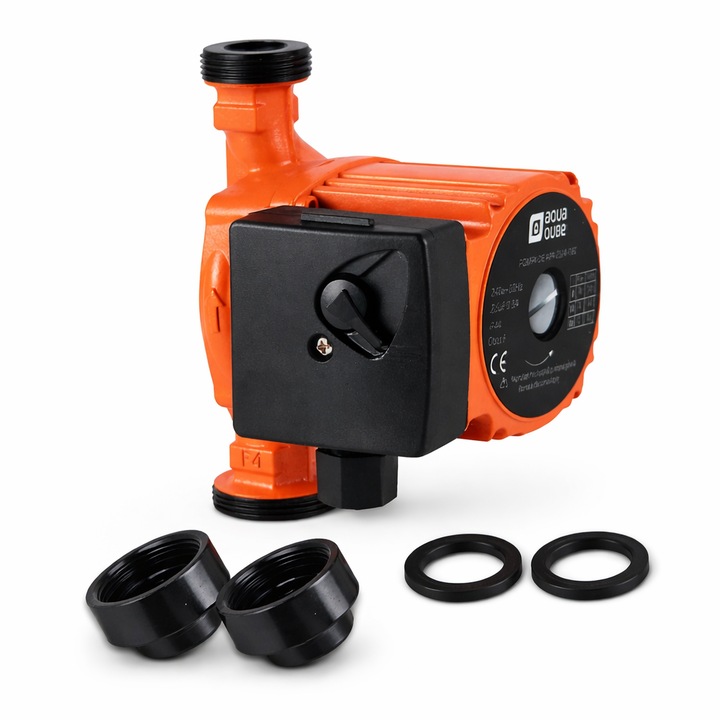 Pompa circulatie, AquaCube, APA 25/4-180, 3 viteze, capacitate 4.5 m/h, alimentare 240V, IP44, Portocaliu / Negru