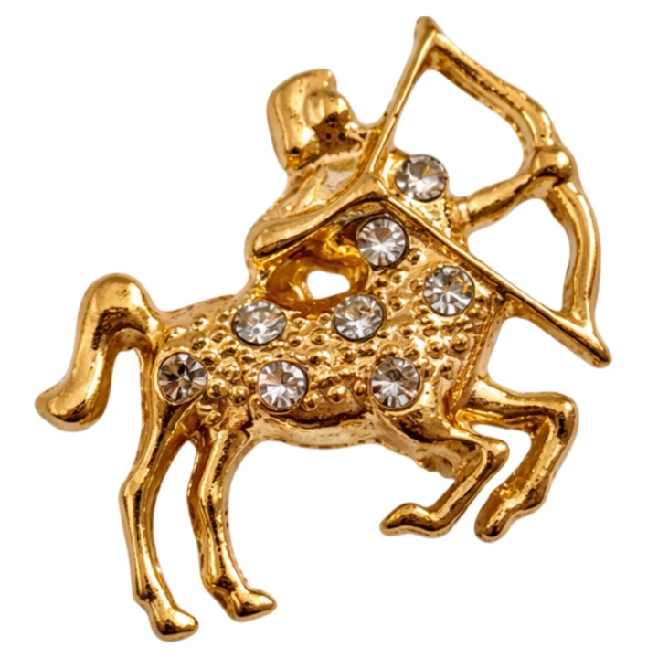 Brosa delicata tip martisor, aurie, zodie, sagetator