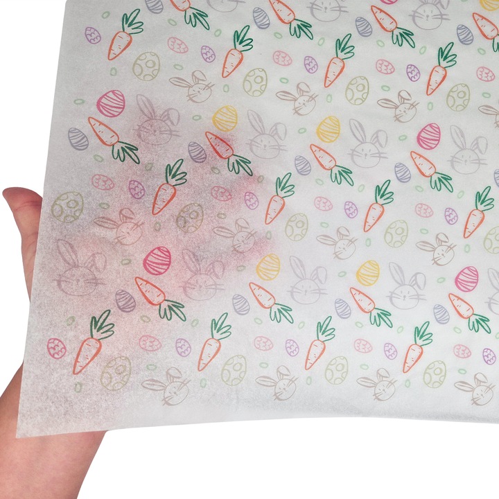 Set 25 bucati Hartie de matase model Paste Little Grey Bunnies, 17g, 50 x 75cm