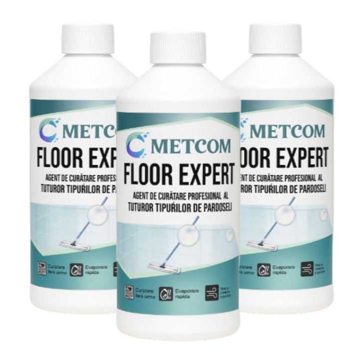 Pachet 3 x Metcom Floor Expert – Detergent profesional pentru pardoseli - Curatare rapida si fara urme 1 L