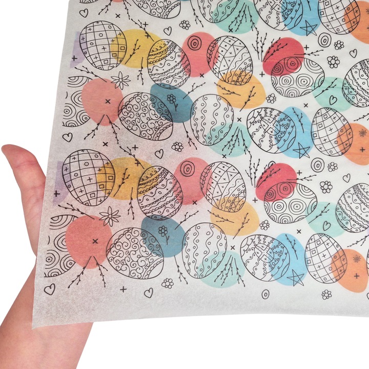 Set 25 bucati Hartie de matase model Paste Color Splash Eggs, 17g, 50 x 75cm