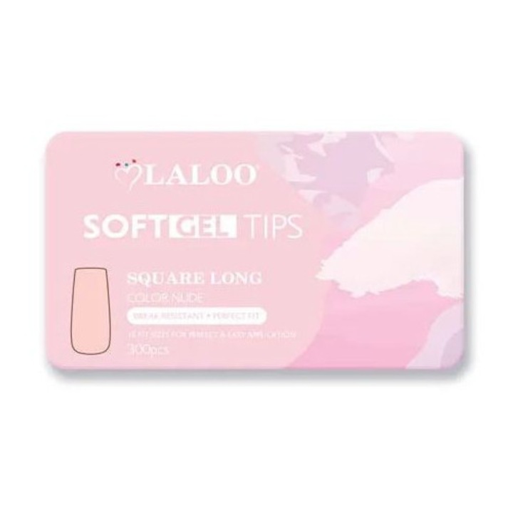 Tipsuri softgel patrat lung Nude 600 buc Laloo