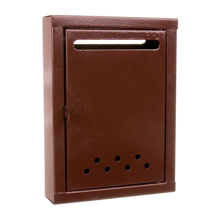 Cutie postala din tabla, cu lacat, maro