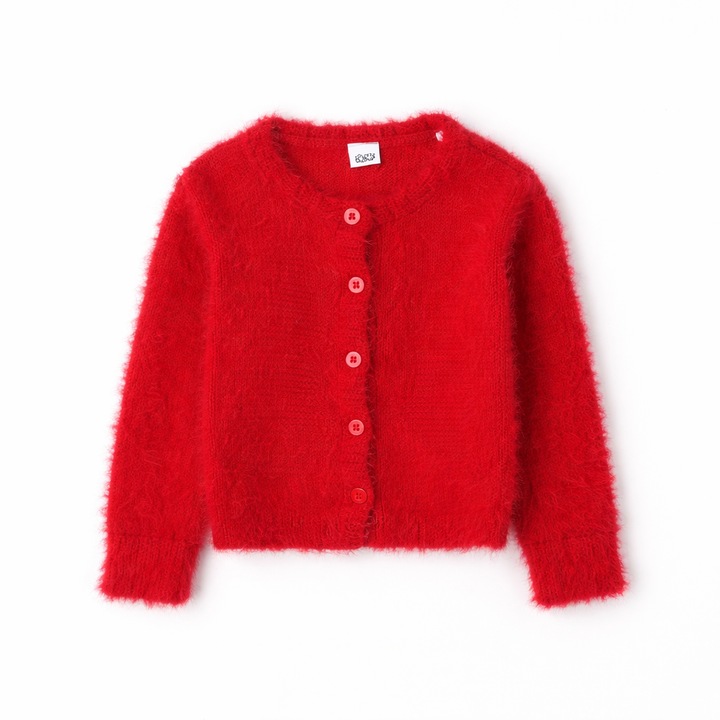 iDO puha lurex kötött kardigán elegáns és bolyhos gombokkal, piros