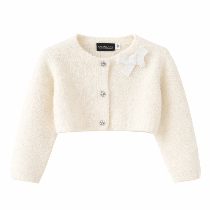 Sarabanda, puffos kardigán lányoknak, 0.5243, fehér, 128 CM