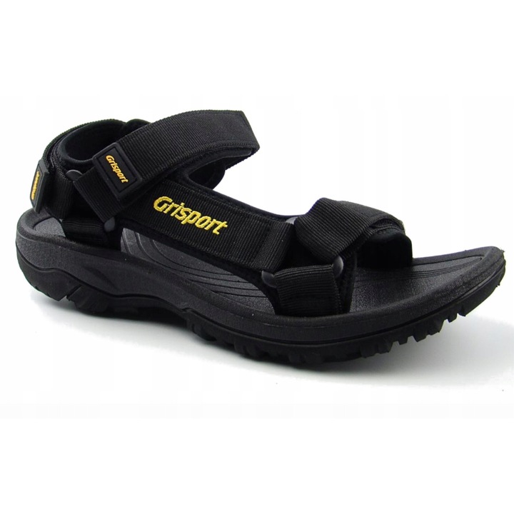Мъжки сандали Grisport, модел GR-25-34-9020M, с 3 велкро закопчалки, черни, синтетични материали