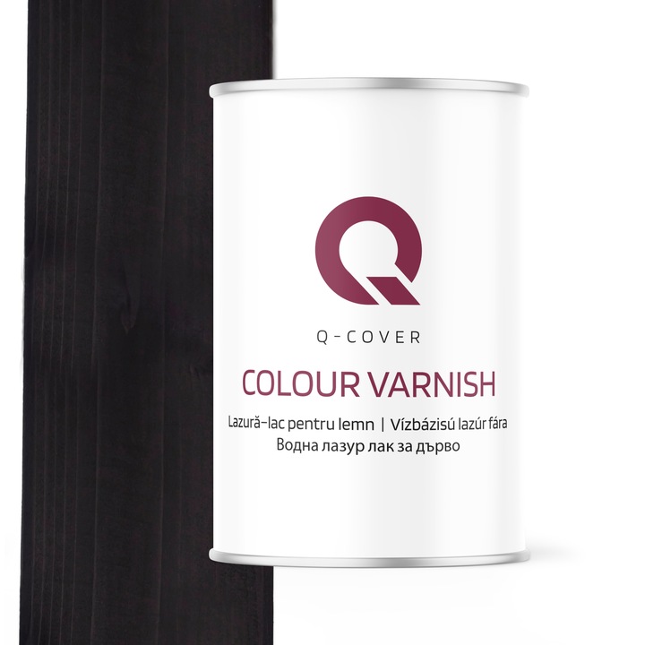 Lazura-lac pentru lemn, Q-Cover, Negru, 1L, pentru interior si exterior