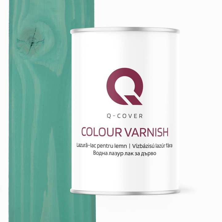 Lac pentru lemn, Q-Cover, Turcoaz, 1L, pentru interior si exterior