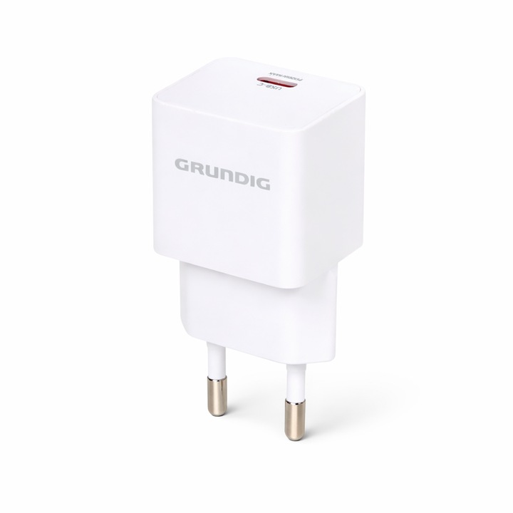 Încărcător rețea USB-C 20W, Grundig, alb, Power Delivery, priza EU