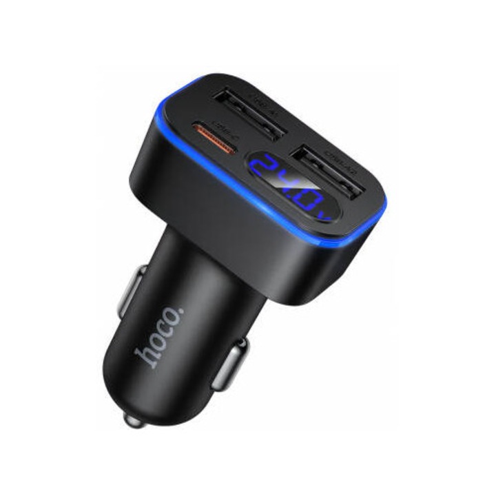 Încărcător auto Hoco Z63A 42W, 3A, 1 x USB-C, 2 x USB-A, Negru