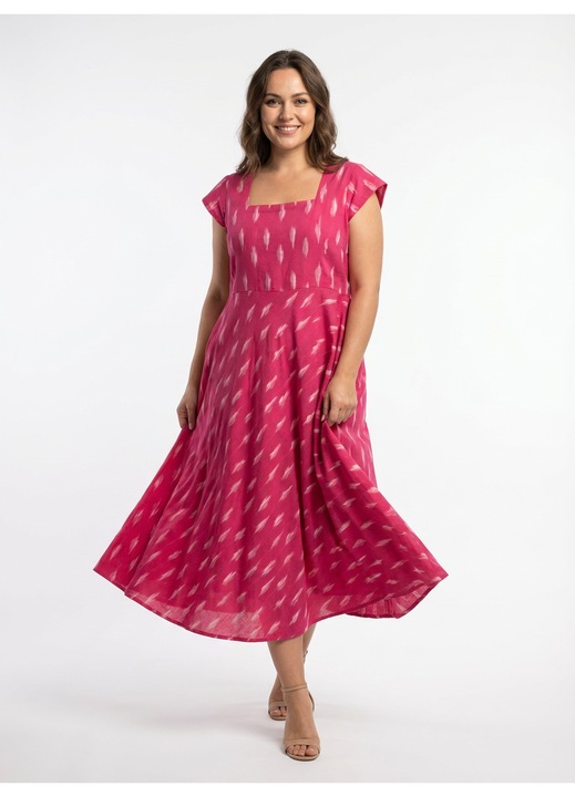 Rochie ampla din bumbac Ikat, roz, marime L
