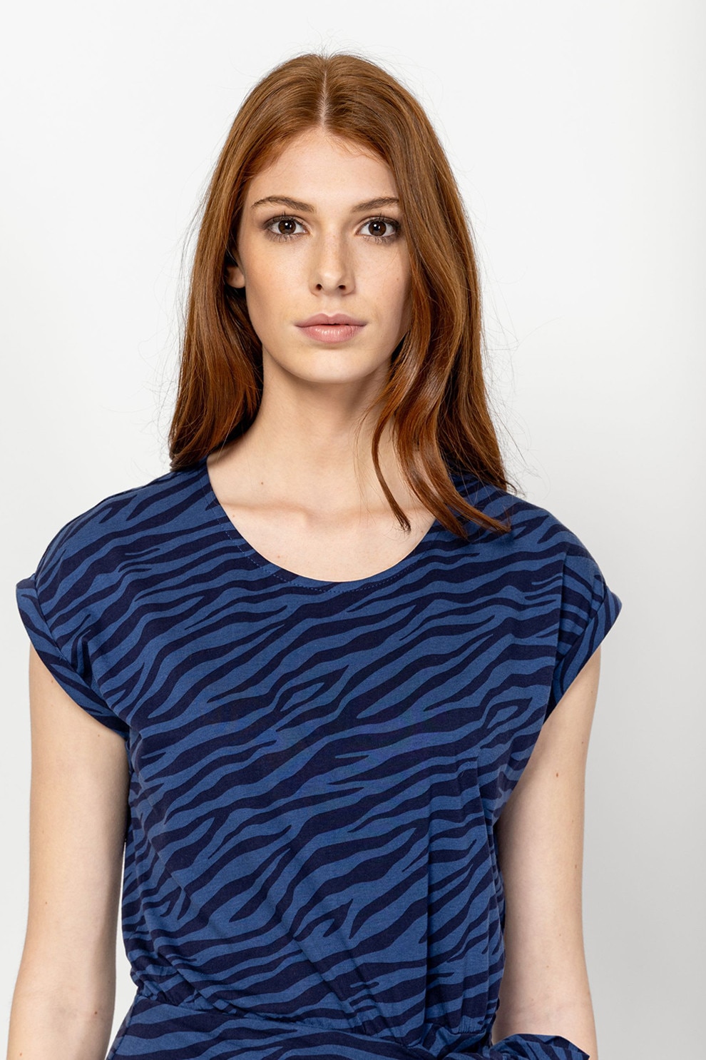 Heavy Tools, Rochie midi cu model in dungi Vion, Albastru, L