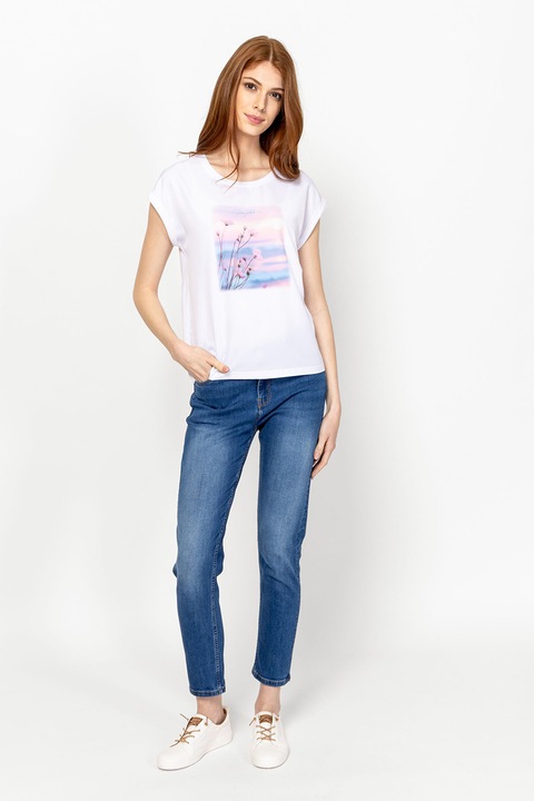 Heavy Tools, Tricou din amestec de modal cu imprimeu Monas, Alb/Roz/Albastru