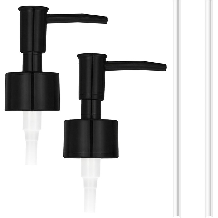 Set 2 Pompe Dozator Sapun Lichid Capete, Plastic, Negru