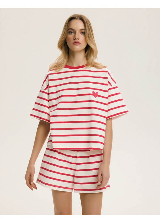 Pijama dama, In dungi, inimioare, Rosu-Alb Crem Obsession Bloodwqfwqdvii, Dungi