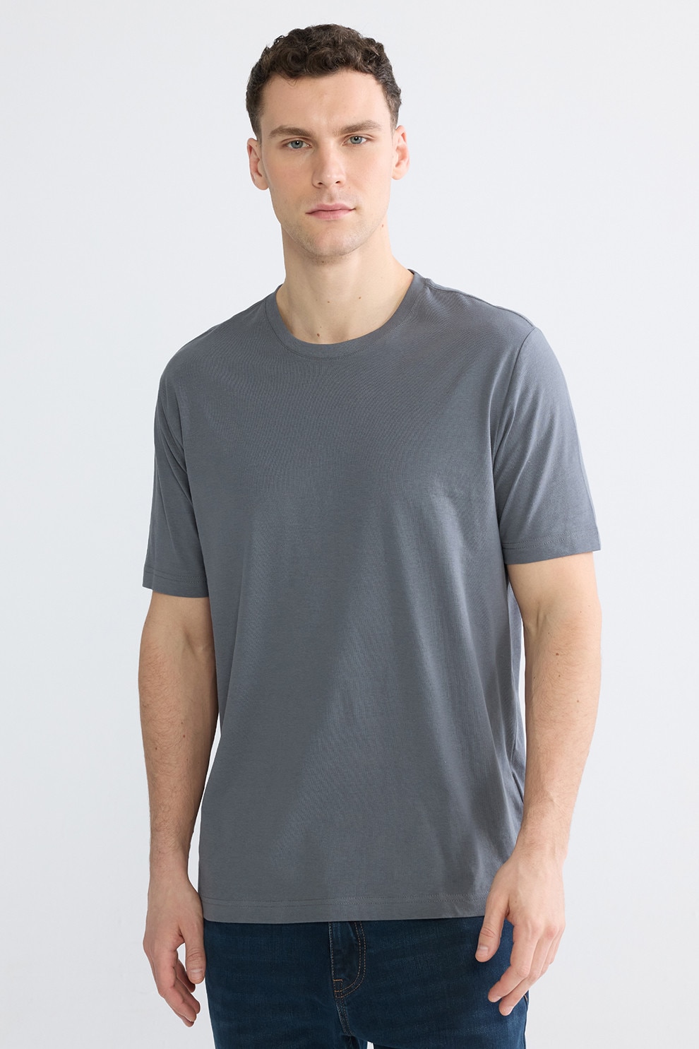 LC WAIKIKI, Tricou regular fit Classic, Gri antracit, L