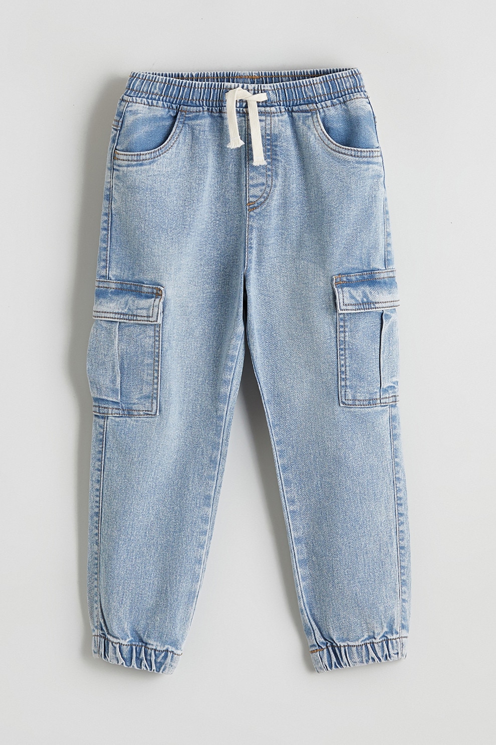 LC WAIKIKI, Blugi relaxed-fit cu snururi, Albastru deschis, 98-104 CM
