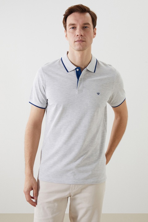 LC WAIKIKI, Tricou polo slim fit, Gri deschis melange