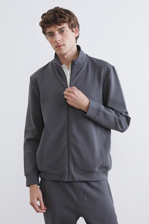 LC WAIKIKI, Bluza de trening cu croiala regular-fit si fermoar SouthBlue, Gri