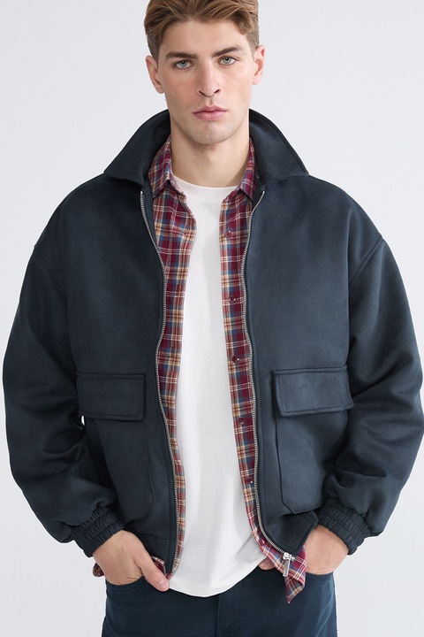 LC WAIKIKI, Jacheta cu guler clasic si fermoar scurt, Albastru ultramarin