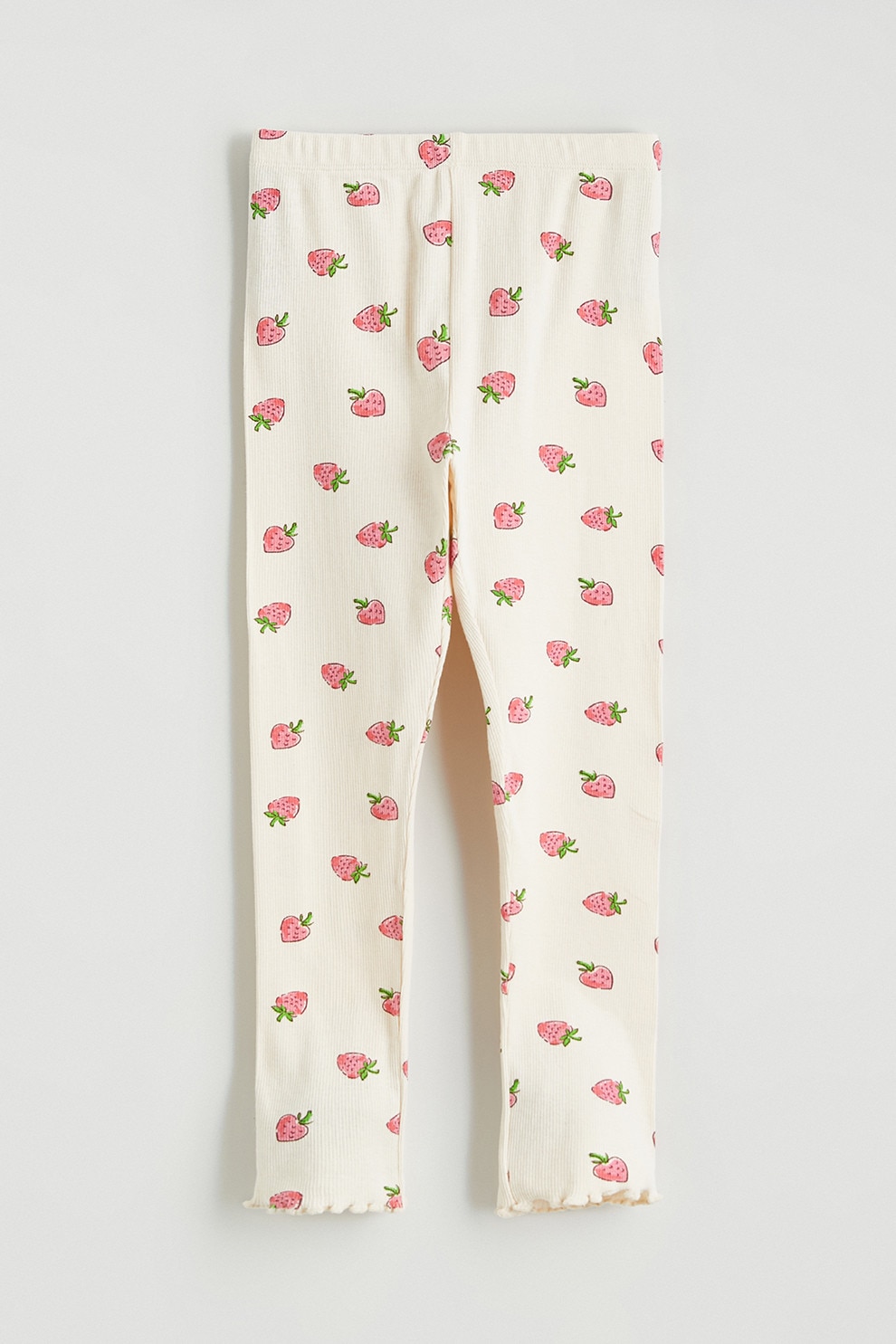 LC WAIKIKI, Colanti din bumbac cu model capsune, Crem, 110-116 CM