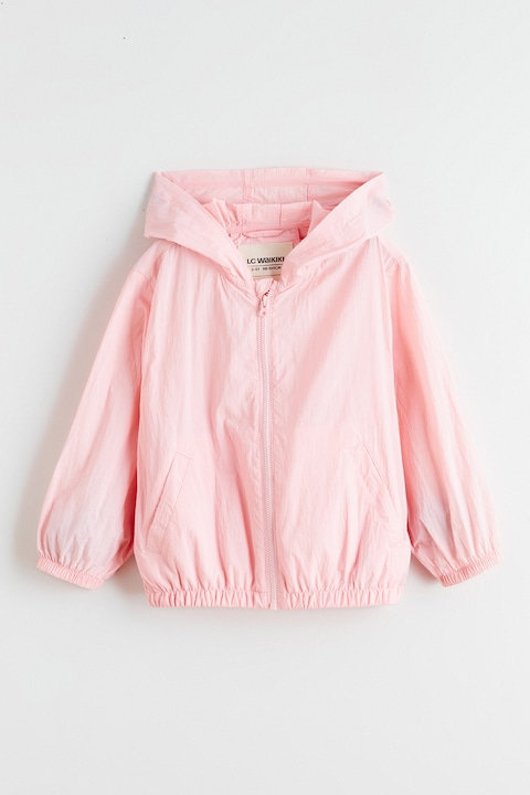 LC WAIKIKI, Jacheta cu fermoar si gluga, Roz pastel