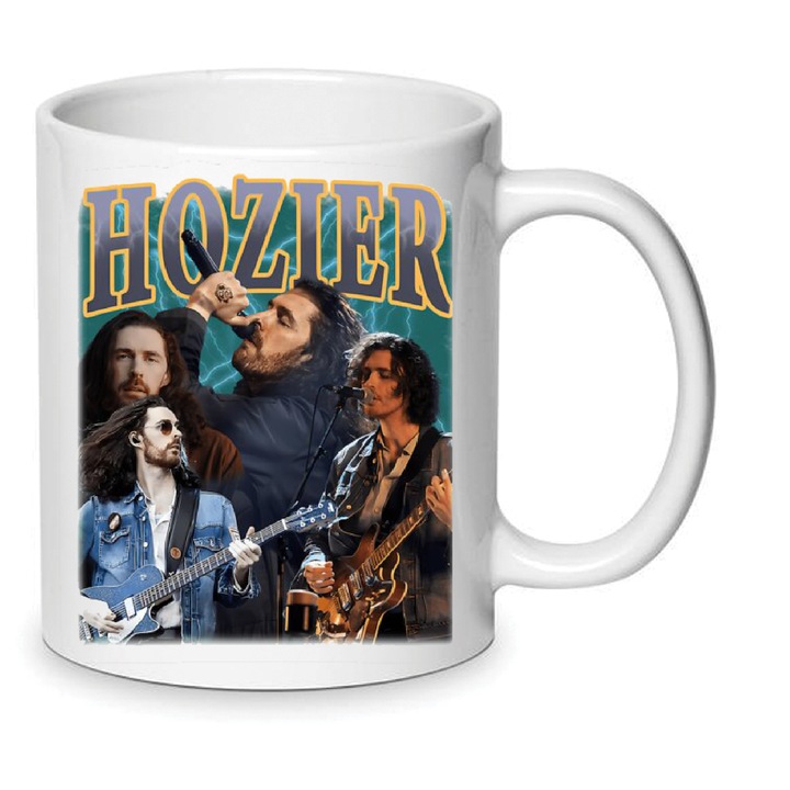 Cana ceramica Hozier, 330ml, alb, design elegant, rezistent la masina de spalat vase, set de colectie