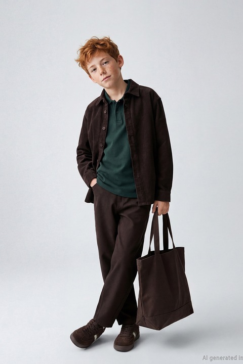 LC WAIKIKI, Blugi relaxed-fit cu model uni, Maro inchis