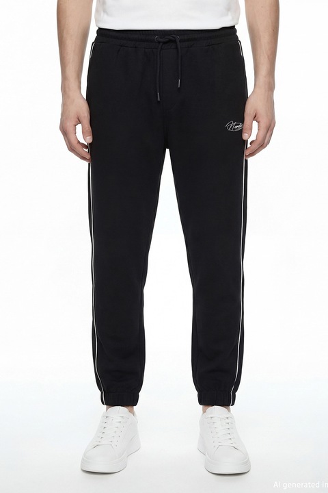 LC WAIKIKI, Pantaloni de trening cu text, Negru