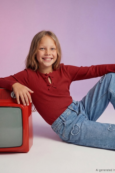 LC WAIKIKI, Bluza slim-fit cu funde, Visiniu