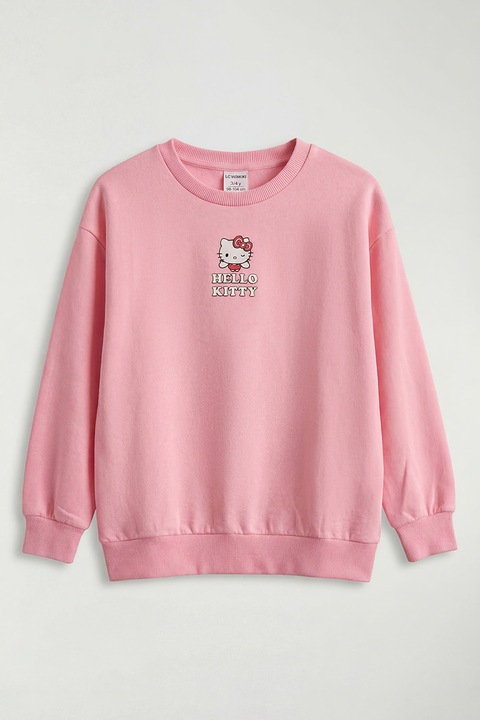 LC WAIKIKI, Bluza de trening cu imprimeu text, Bej/Roz