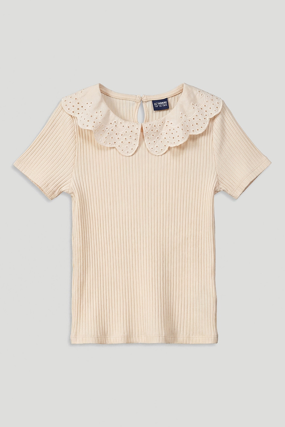 LC WAIKIKI, Tricou cu guler Peter Pan, Piersica, 140-146 CM