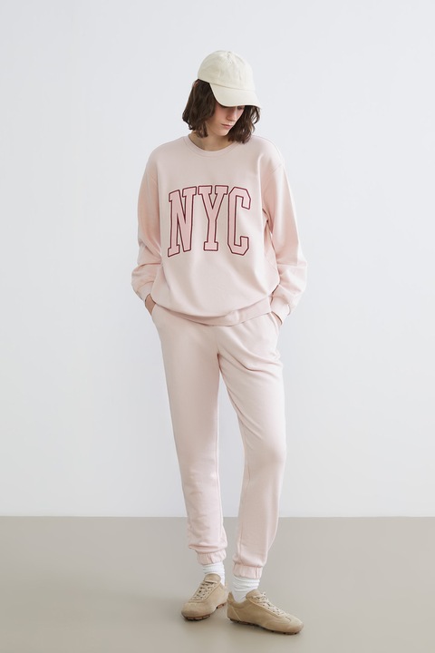 LC WAIKIKI, Pantaloni de trening cu croiala conica si snur, Nude rose