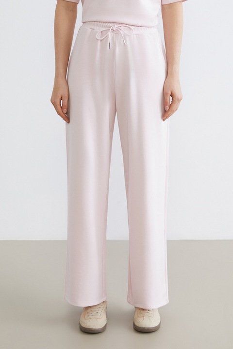 LC WAIKIKI, Pantaloni de trening cu croiala ampla si talie inalta, Roz pal
