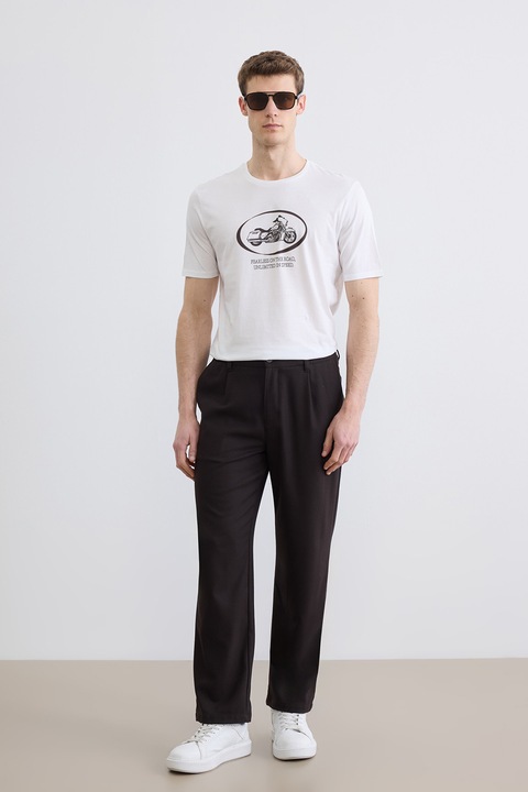 LC WAIKIKI, Tricou regular fit cu imprimeu grafic, Negru/Alb optic