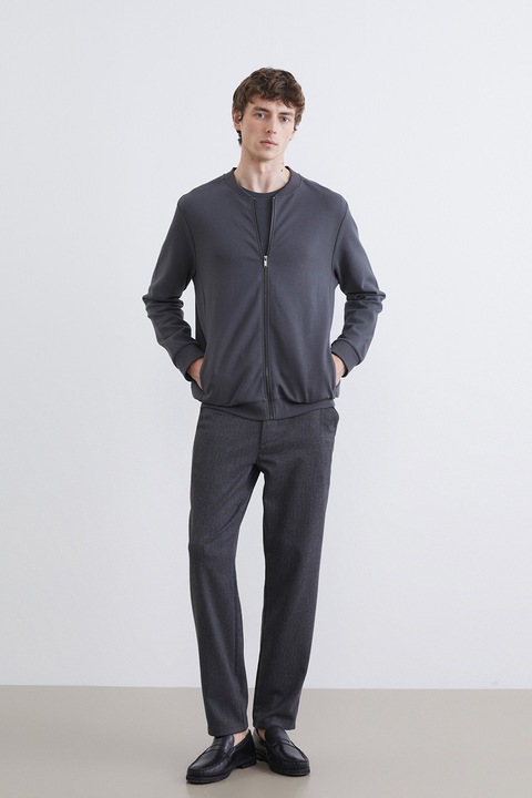 LC WAIKIKI, Bluza de trening din amestec de bumbac cu femoar, Gri antracit