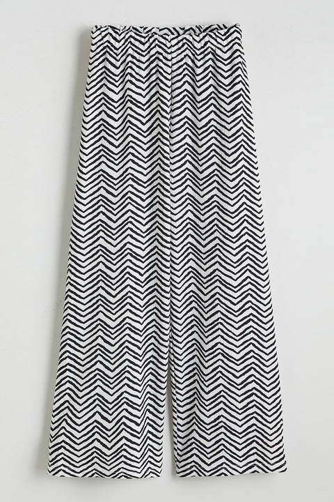 LC WAIKIKI, Pantaloni relaxed fit cu dungi, Alb/Negru