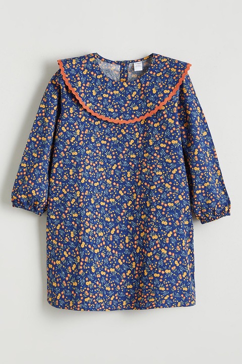 LC WAIKIKI, Rochie lejera din bumbac cu model floral, Portocaliu, Bleumarin, 80-92 CM